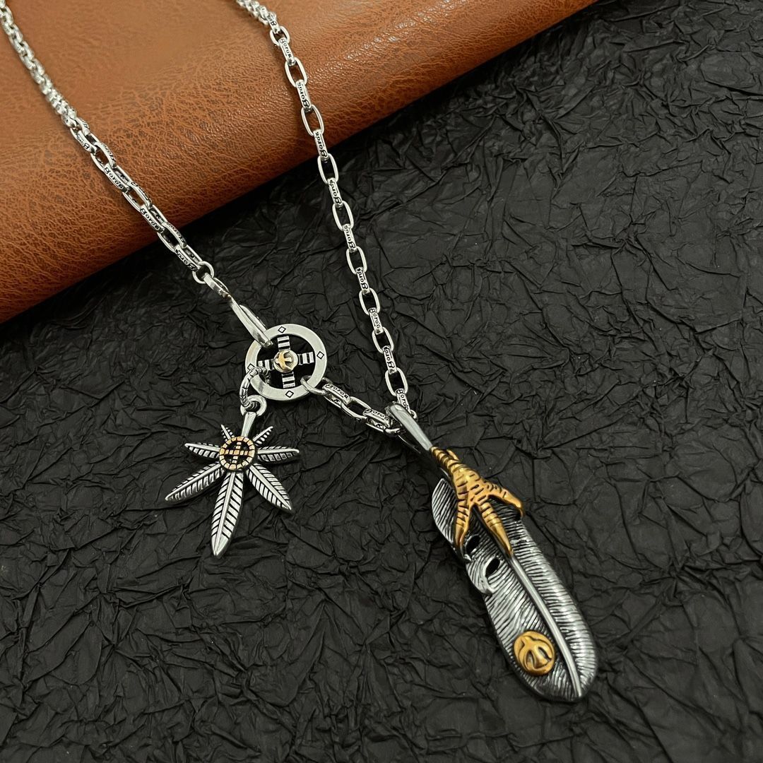 ミナチョ金爪特大フェザー　　美品　希少 イーグル フェザーイーグル金爪ホイールネックレス特大イーグル特大フェザー