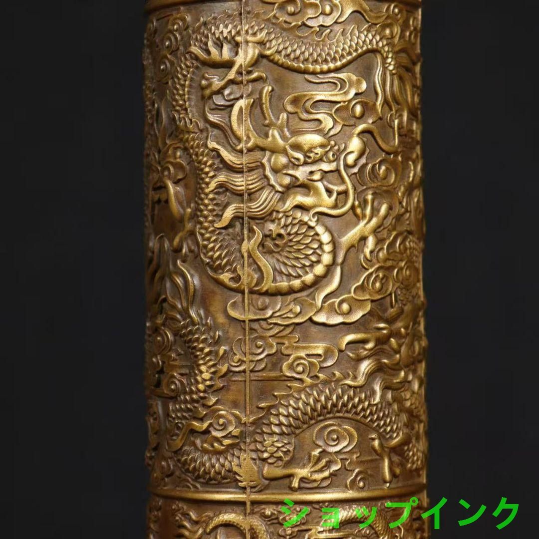 銅 細工 レリーフ九龍香筒 客間 室内 仏堂 香道具 装飾品 工芸品 置物 銅 細工 レリーフ九龍香筒 客間 室内 仏堂 香道具 装飾品 工芸品