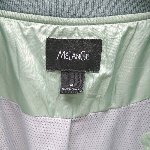 ◇ melange　メラーンジュ ジップアップ　プリント　ブランドロゴ 長袖 ジャケット サイズM グリーン系 レディース E 1212260010937