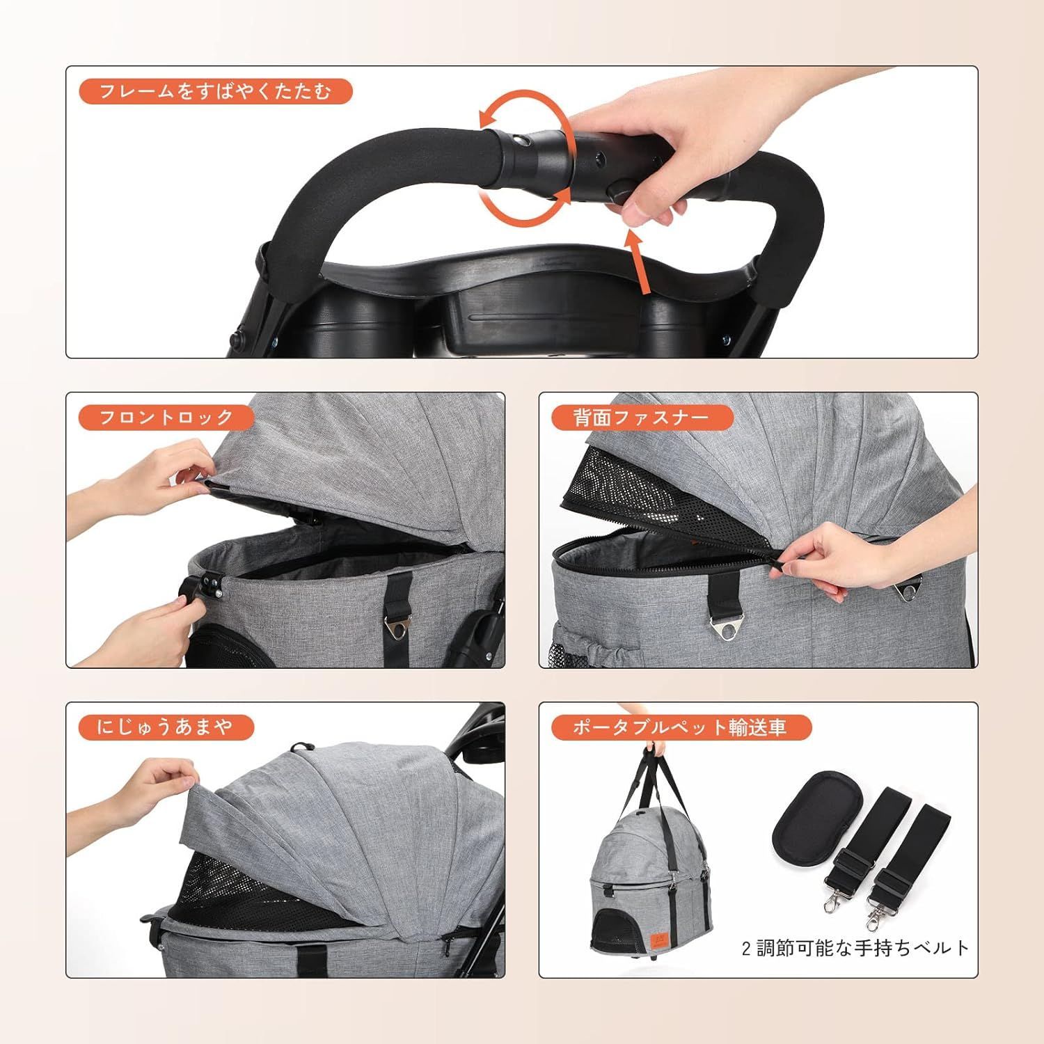美品】 Aikenn分離式 ペットカート SP02FHQ グレー K0621 0709ML003