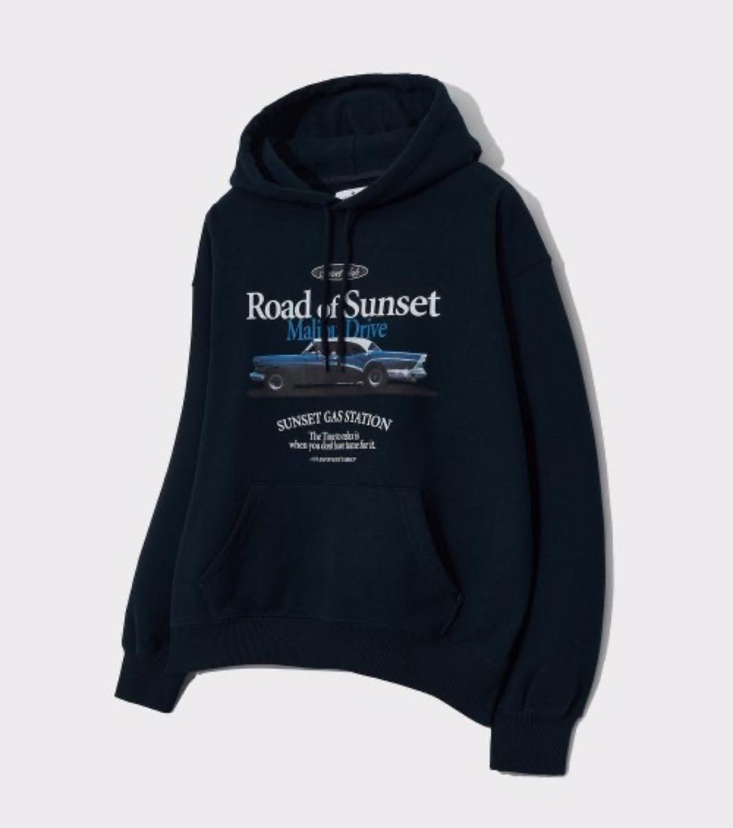 【雷市場（ポンジャン）商品韓国直送】OURSCOPE(アワースコープ) フード付きTシャツ ネイビー 2 サイズ