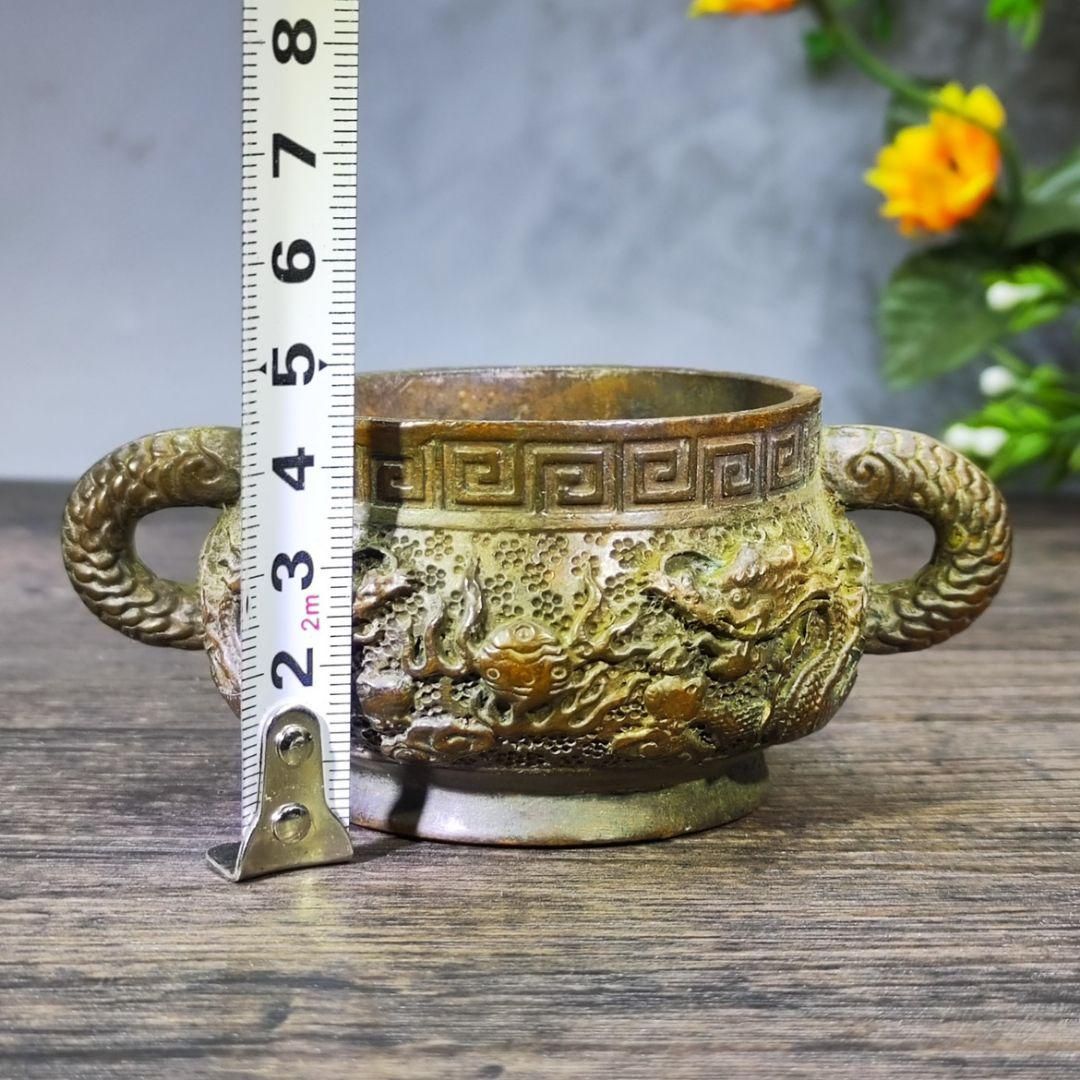 銅製 三足龍薫香炉 茶道香炉 装飾品 工芸品 置物 銅製 双龍戯珠薫香炉 両耳香炉 香具 仏堂香炉 装飾品 工芸品