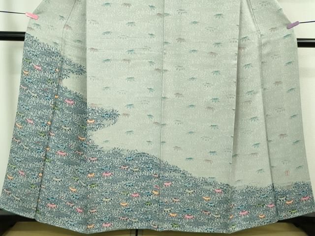 平和屋着物▽京友禅の巨匠・頼田勉 臈纈染手描友禅 本場染大島紬 訪問