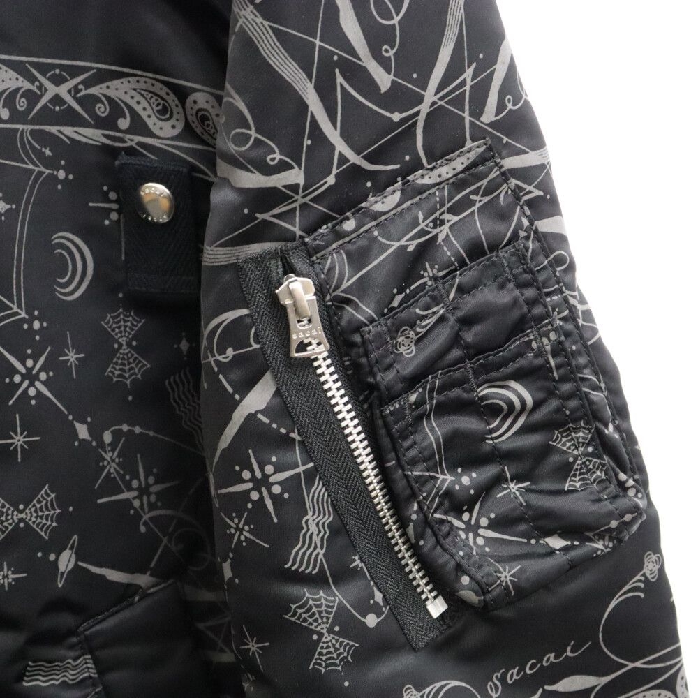 Sacai (サカイ) 20AW×Dr.Woo BANDANA PRINT MA-1 BOMBER JACKET×ドクターウー バンダナ プリント MA -1 ボンバー ジャケット ブラック 20-02329M - メルカリ