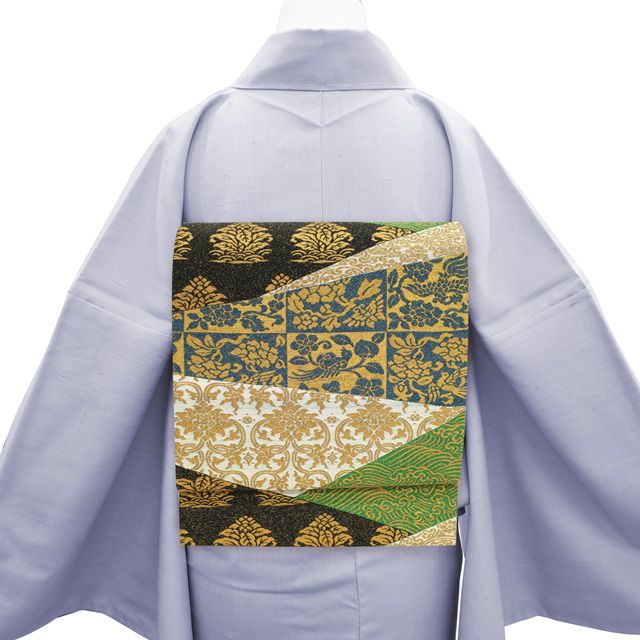 中古】 袋帯 リサイクル 京都 西陣 渡文 正絹 金糸 名物裂 鶏頭 鳥 花