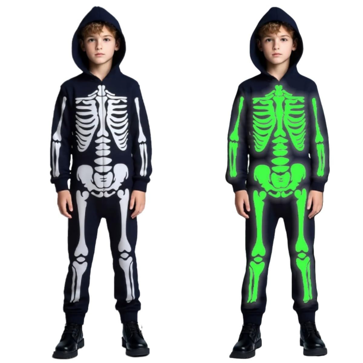 売切注意 変身 パーティー パーティー 男女兼用 ボーイズ 演出服 イベント お化け キッズコスチューム 幽霊 蛍光 骸骨 スケルトン 子供 コスプレ ハロウィン COSSA