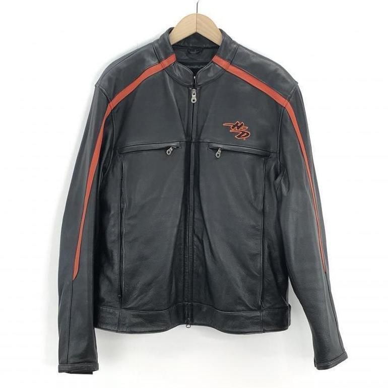 【中古】Harley Davidson レザーレーシングジャケット L ブラック ハーレーダビッドソン[10]