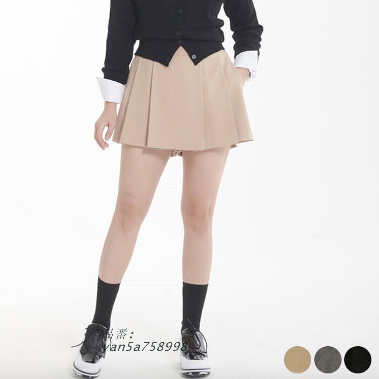 ゴルフウェア レディース 韓国 春 秋 コーディネイト ウェア おしゃれ スカート グレー ショートパンツ ゴルフ ベージュ スカパン キュロット yan5a758998