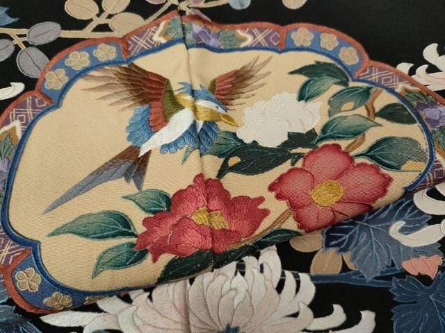 蘇州刺繍　反物　羽尺 付下げ 身丈160.5cm 裄丈66cm M 袷 蘇州刺繍 菊 流水 刺繍 水色