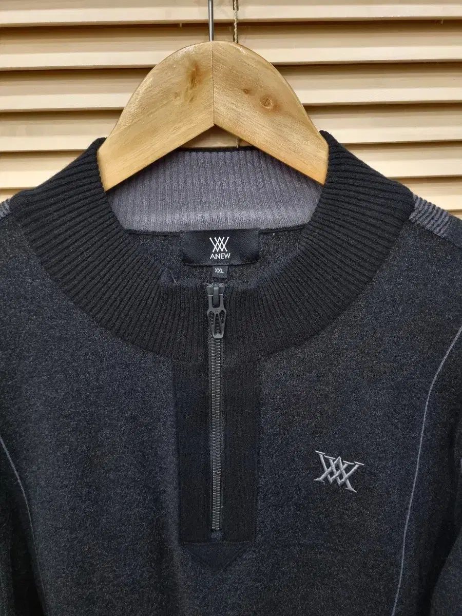 ANEW メンズ ハーフジップ ニット