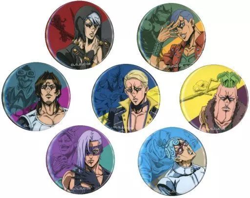 ジョジョの奇妙な冒険　黄金の風　缶バッジ　「覚悟」とは　暗殺者チーム　7種セット ジョジョの奇妙な冒険 黄金の風 缶バッジ～「覚悟」とは