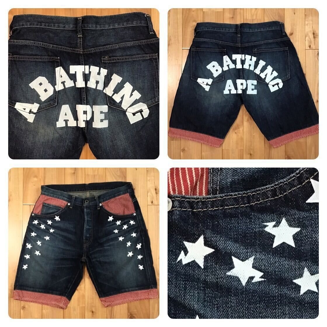 BAPE STA LOGO デニム ハーフパンツ Sサイズ a bathing ape BAPE star 