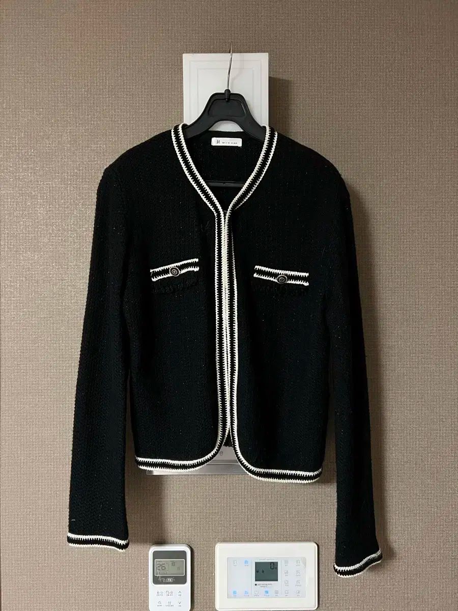 itMICHAA イッミシャ グリッター ツイード ライン カーディガン ラメ ゲストルック オフィスルック