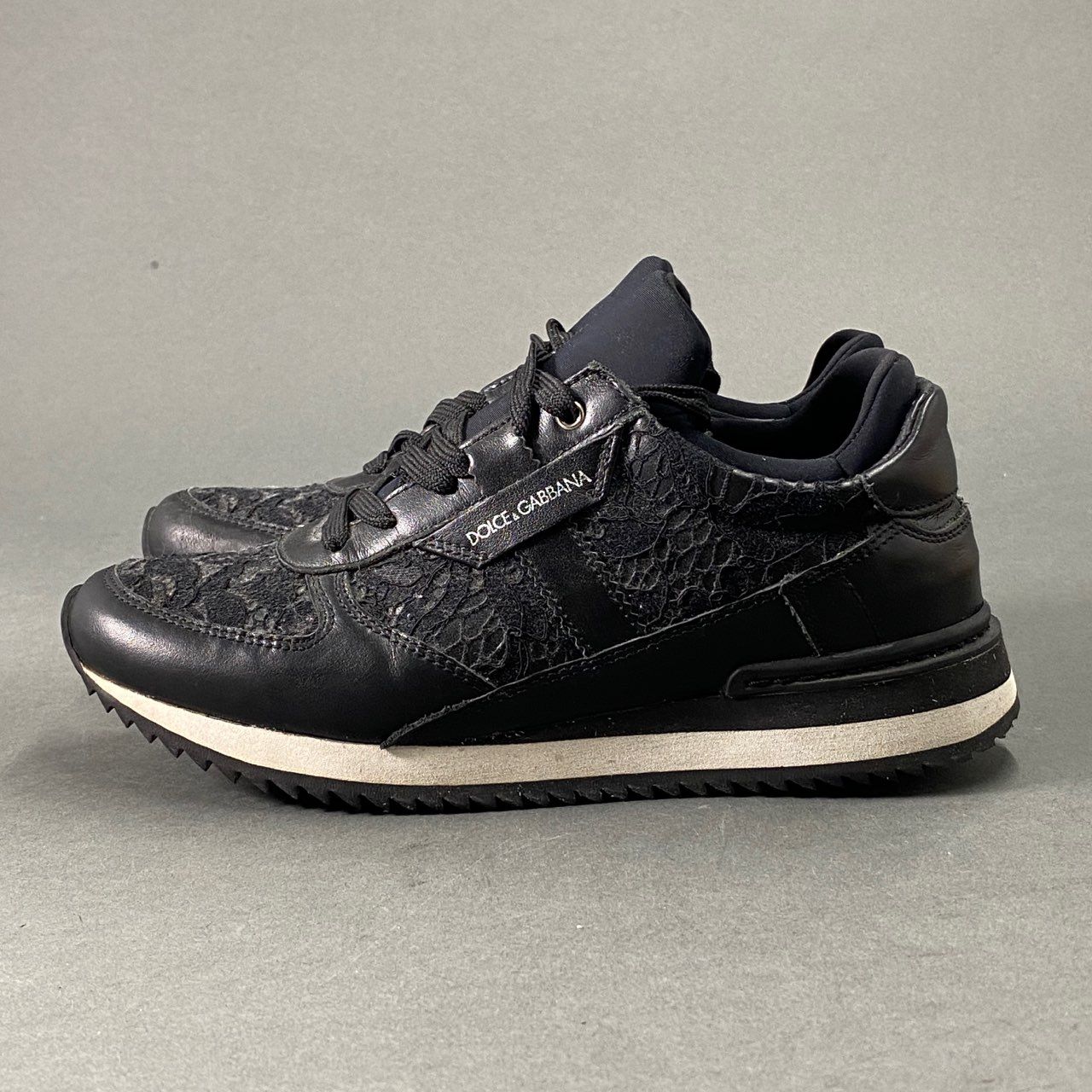 関税込♥*Dolce＆Gabbana*DG レース×レザー スニーカー ドルチェ＆ガッバーナ レザースニーカー ポルトフィーノ