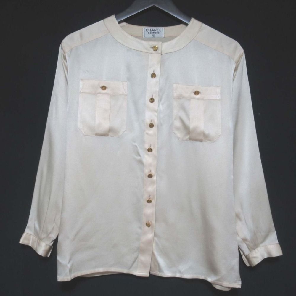 CHANEL シャネル マトラッセ 金ボタン シャツ Vintage ホワイト CHANEL シャネル マトラッセ 金ボタン シャツ Vintage ホワイト