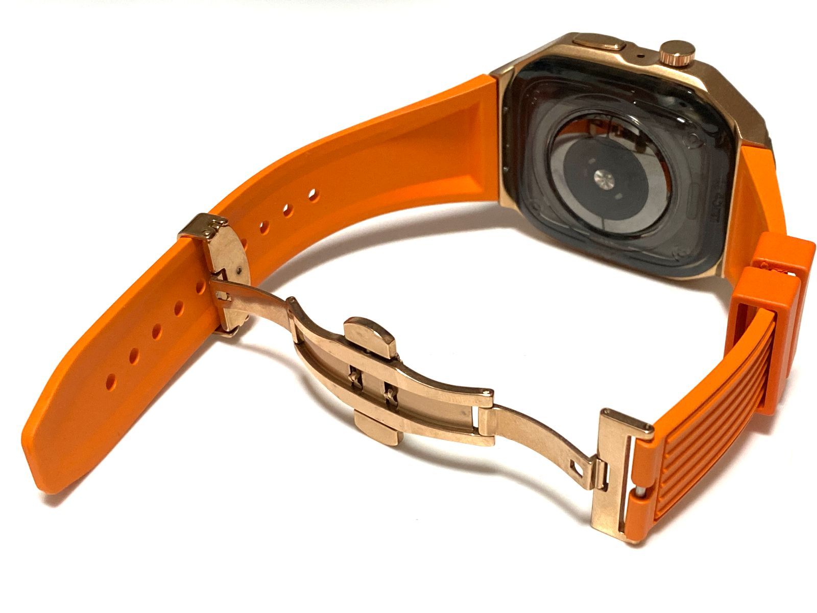 ローズオレンジD新作 メタル ラバー カスタム apple watch