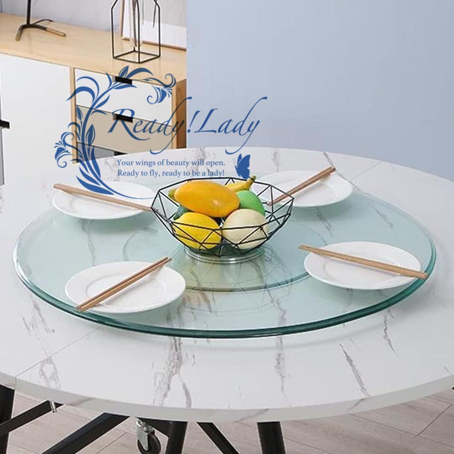 ガラスのインテリア 360°ターンテーブルスイベルトレイクリアガラスレイジースーザン