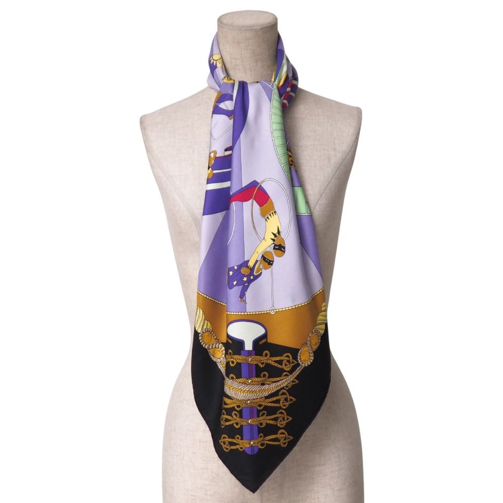 □美品□HERMES エルメス circus サーカス カレ90 スカーフ シルク
