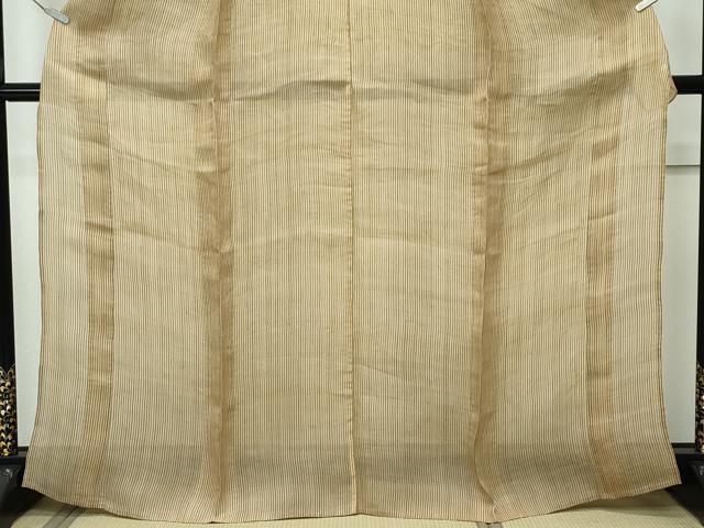 平和屋本店□極上 夏物 芭蕉布 縞 榛色地 西武百貨店扱い 手積み芭蕉糸