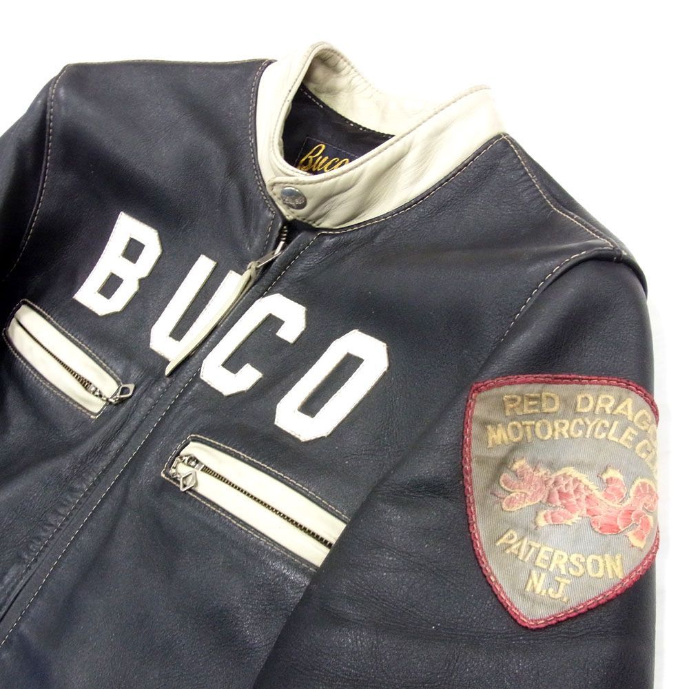  馬革●Buco ブコ THE REAL McCOY'S ホースレザー ライダース ジャケット J100 革ジャン トラックレーサー メンズ 38 ブラック