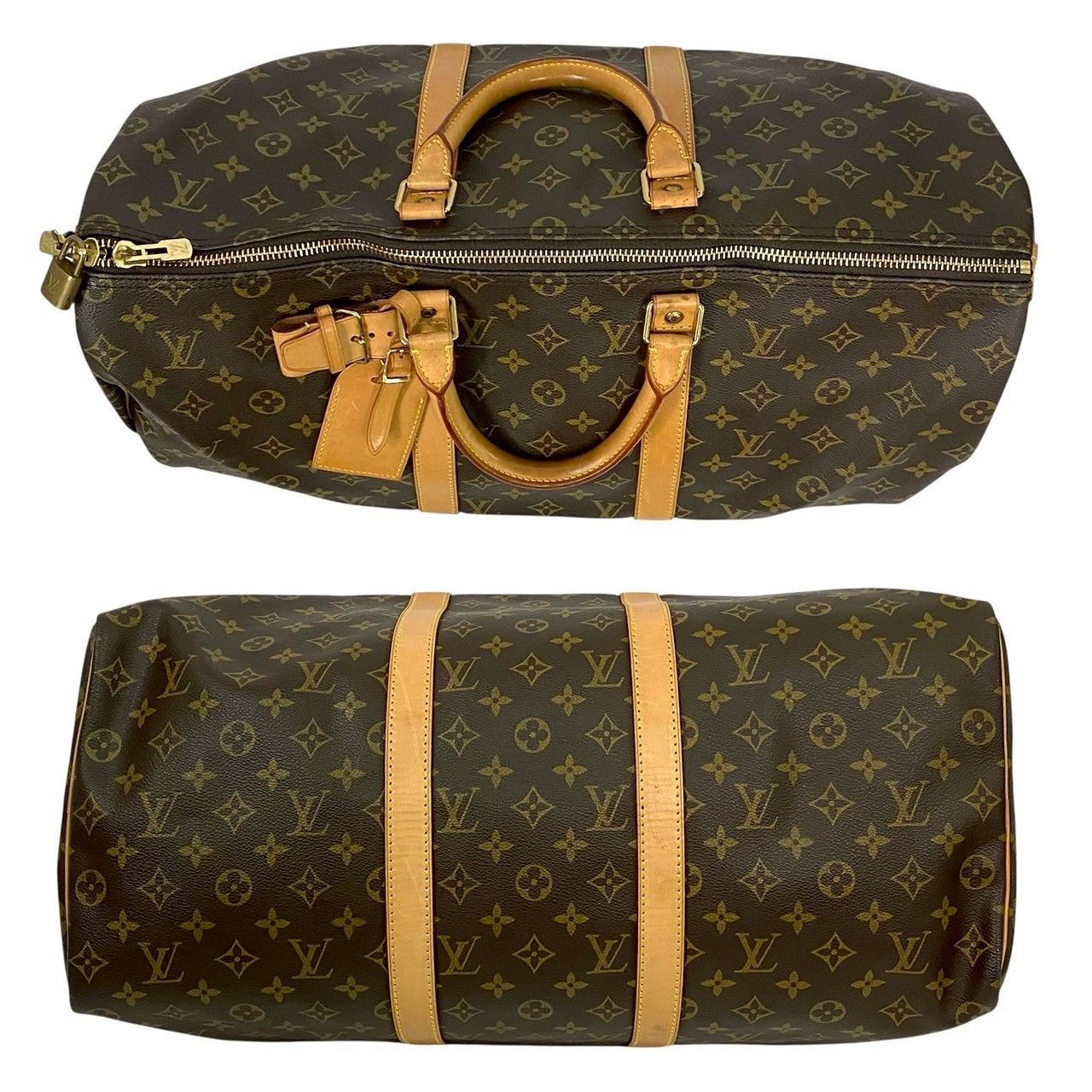 【ネームタグ】ルイヴィトン　キーポル60　モノグラム　ボストンバッグ　ブラウン LOUIS VUITTON】キーポル 50 モノグラム パドロック ポワニエ