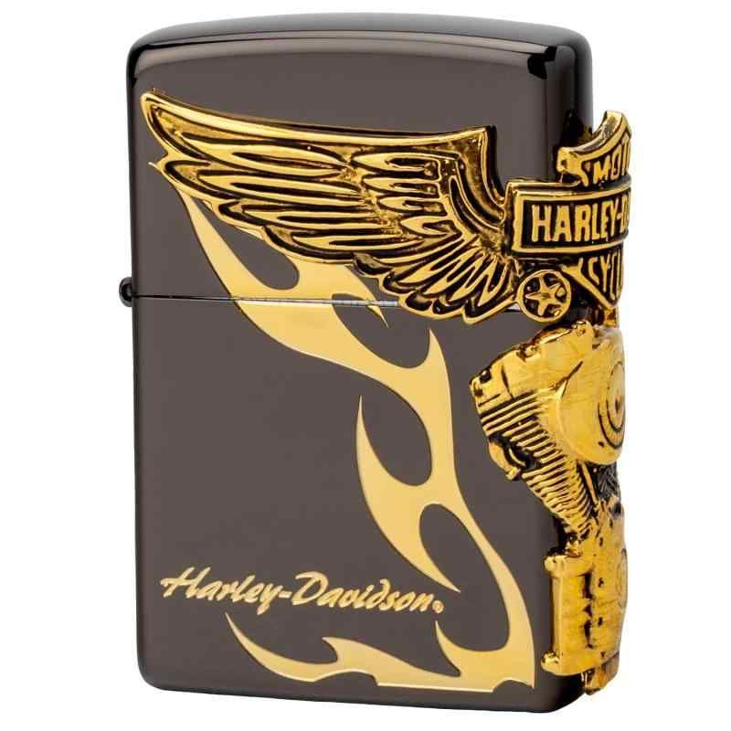 ZIPPO ジッポー ライター ハーレーダビッドソン 日本 3面連続加工 イオンコーティング ブラック×ゴールド HDP-24