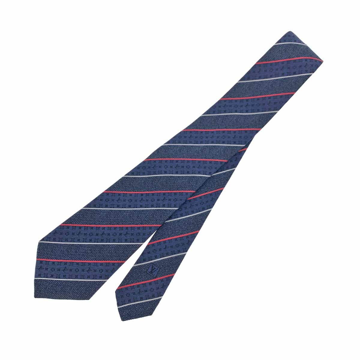 未使用品 LOUIS VUITTON ルイヴィトン ネクタイ ネイビー レジメンタル