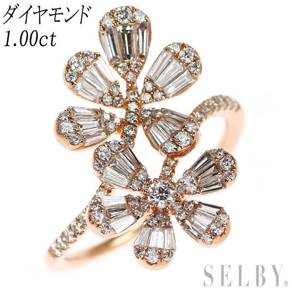 K18PG ダイヤモンド リング 1.00ct フラワー