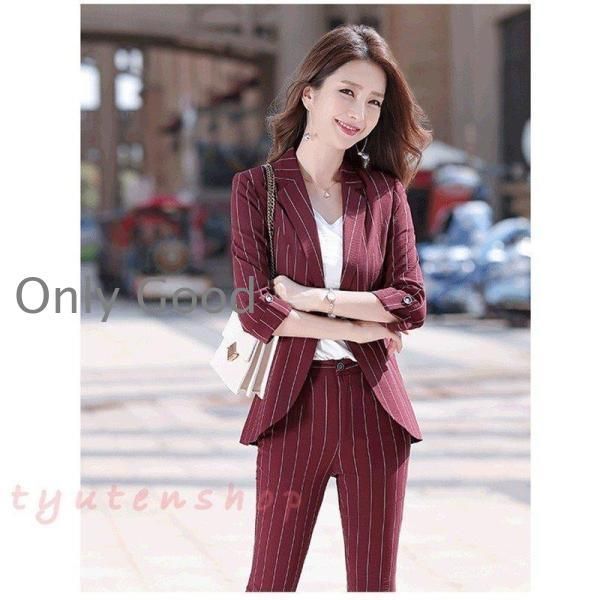 パンツスーツレディース夏9分丈パンツスーツ韓国風セットOL 冷房対策