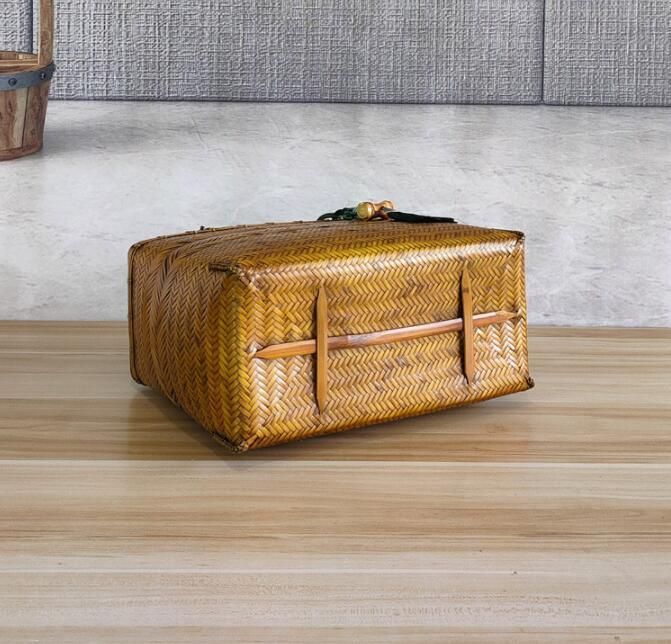 新品 バスケット 収納かご おしゃれ竹籠 編み 取っ手 持ち手
