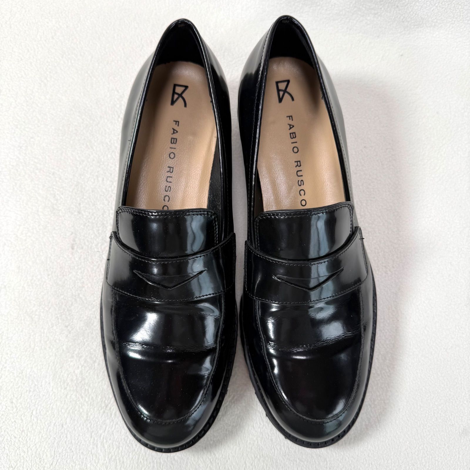 極美品・現行ロゴ✨ファビオルスコーニ 厚底 コインローファー レザー