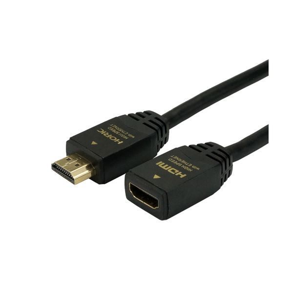 （まとめ）HORIC HDMI延長ケーブル 0.5m ブラック HDFM05-122BK