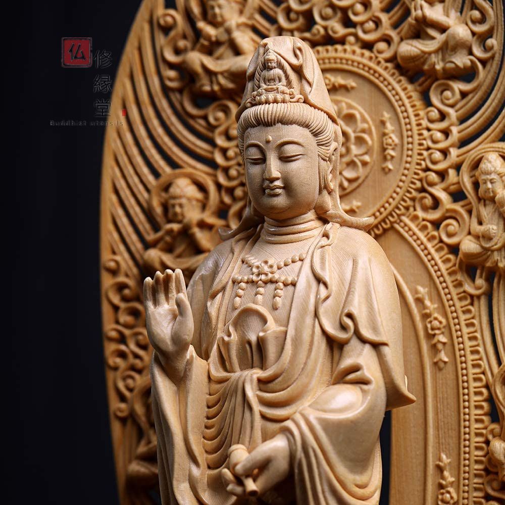 大迫力 木彫り 仏像 不動明王 立像 不動尊 彫刻 一刀彫 天然木檜材 修縁