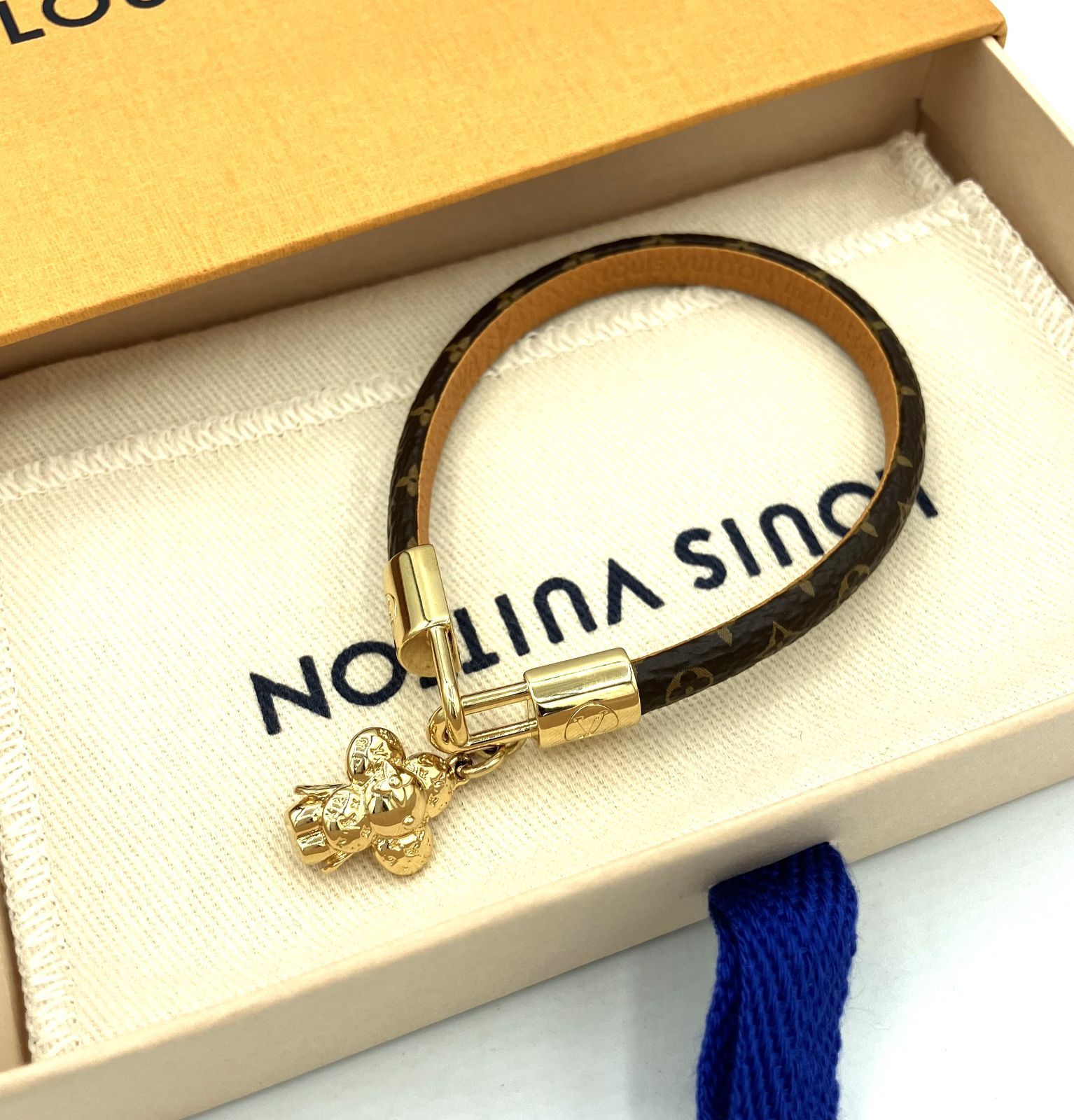 【鑑定済み】正規品 新品同様 ルイヴィトン LOUIS VUITTON モノグラム ヴィヴィエンヌ ブレスレット M6773 ブラウン 茶