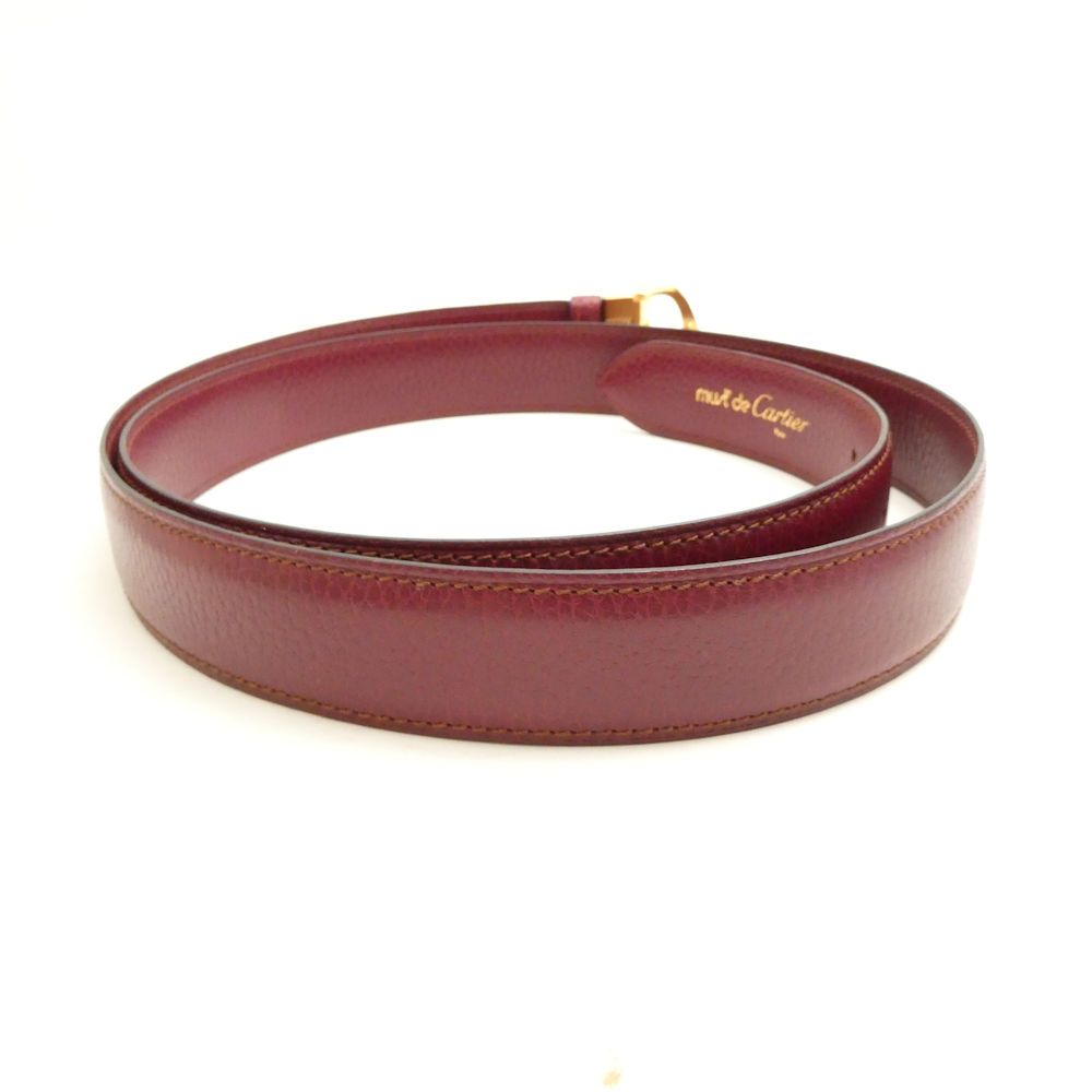 【極美品】カルティエ ダブルC 細ベルト マストライン ゴールド ボルドー 92 美品 Cartier カルティエ must マストライン Cバックル ベルト
