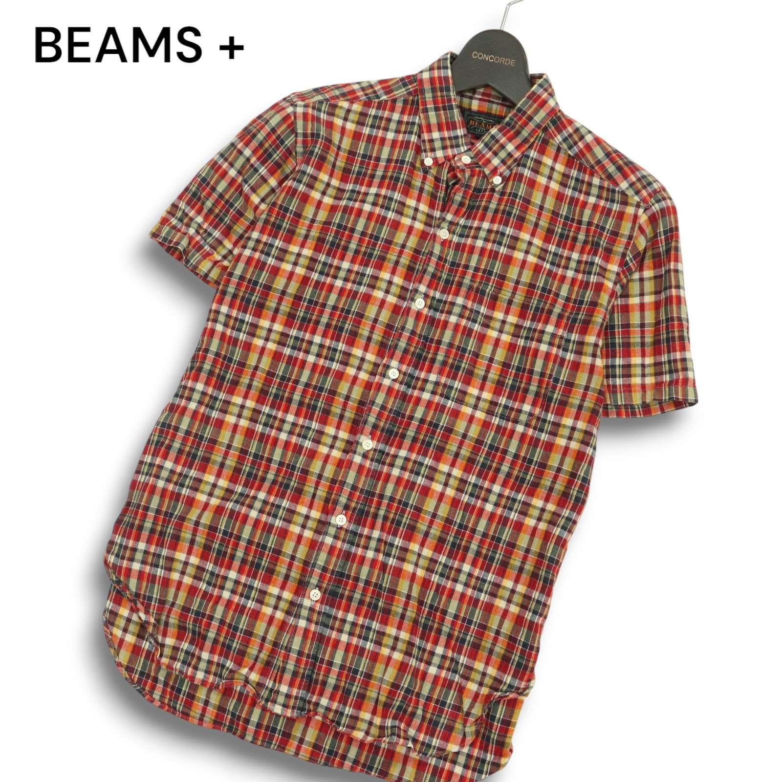 BEAMS + ビームス プラス 春夏☆ チェック柄 ボタンダウン 半袖 シャツ 