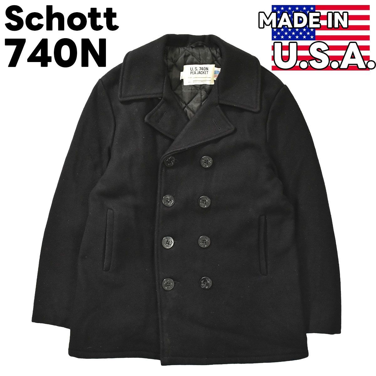 USA製 Schott ショット 740N メルトン ピーコート 40 黒 - メルカリ