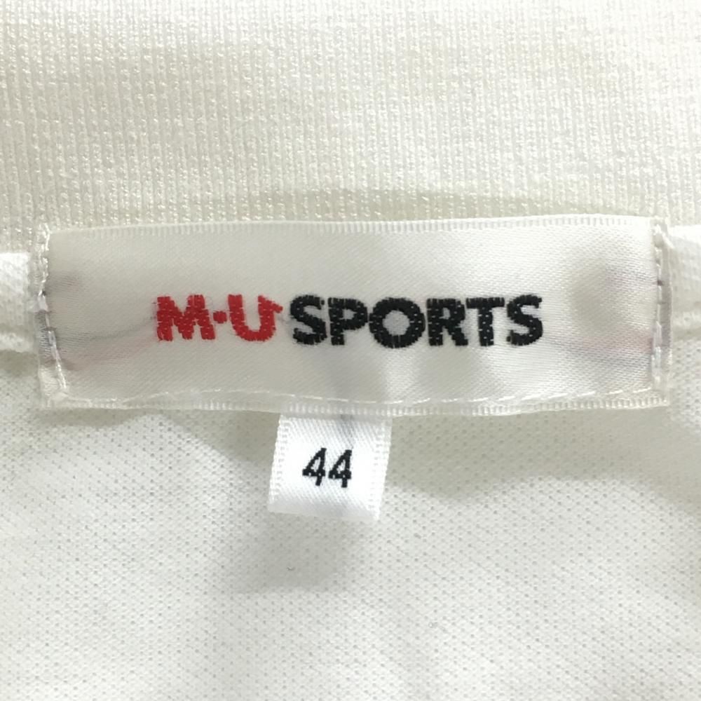 【全品送料無料】 ☆特価☆【美品】MUスポーツ 袖スパンコール 白 長袖ポロシャツ ミエコ・ウエサコ
