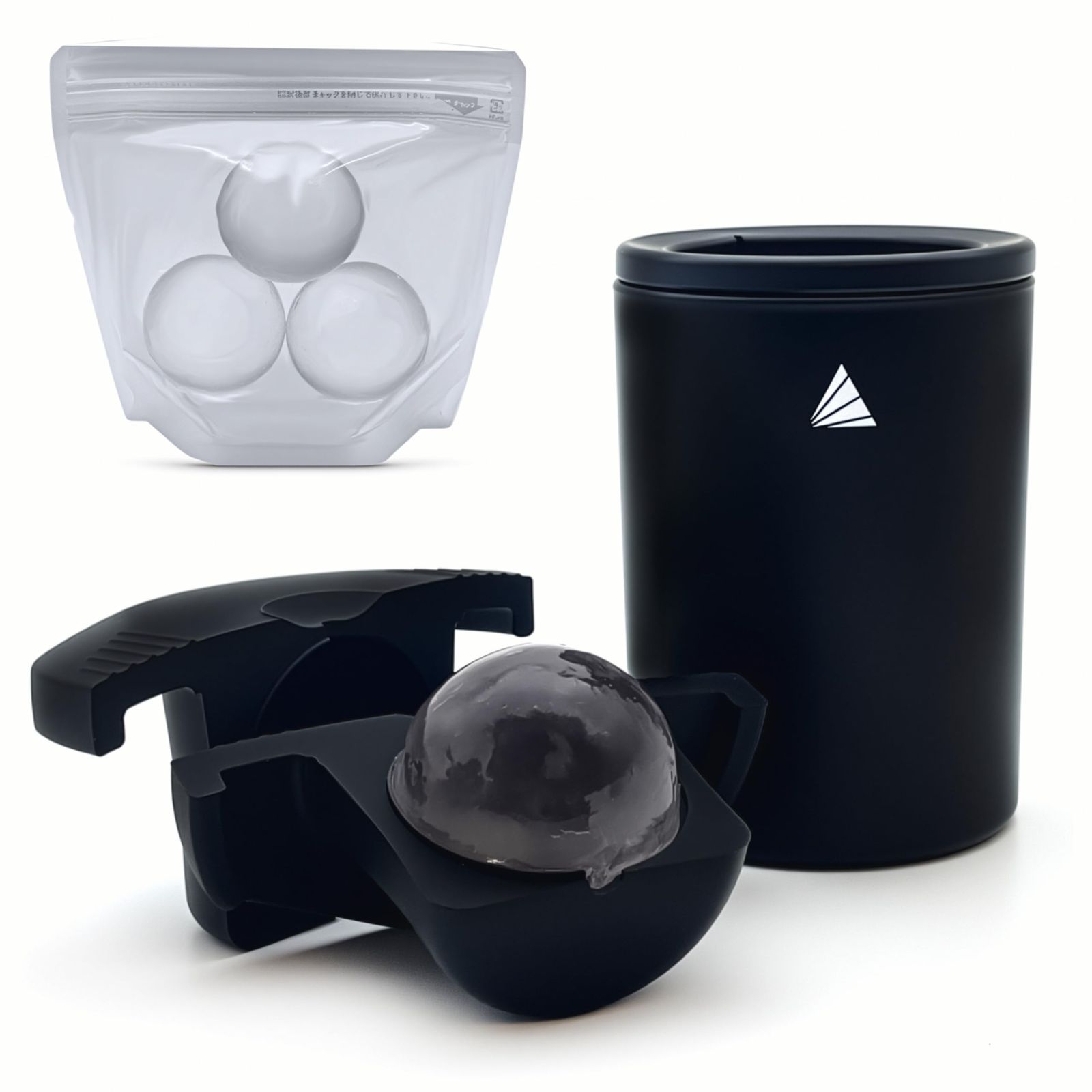 Ark Amber クリスタルアイスメーカー 透明氷製氷器 丸型氷1個 氷サイズ6cm 省スペース本体 20時間製氷 氷保存袋付