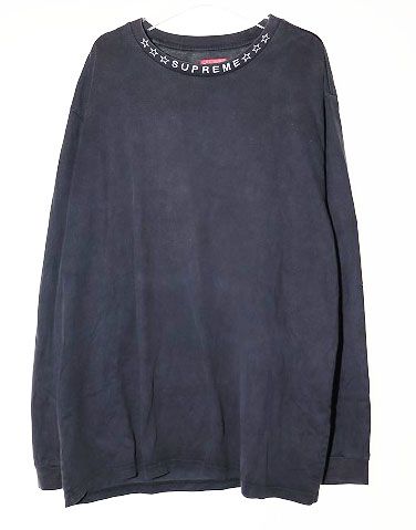 シュプリーム SUPREME 21AW STARS COLLAR LS TOP BLACK XLサイズ スターズ カラー ロングスリーブ 長袖 Tシャツ ブラック 黒【ブランド古着ベクトル】【中古】AA241005