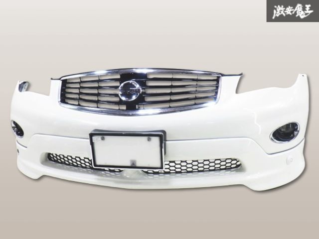 【OPリップ付】日産純正 J50 スカイライン クロスオーバー 370GT タイプP フロントバンパー QAA クリスタルホワイトパール 62022-1BA0 棚