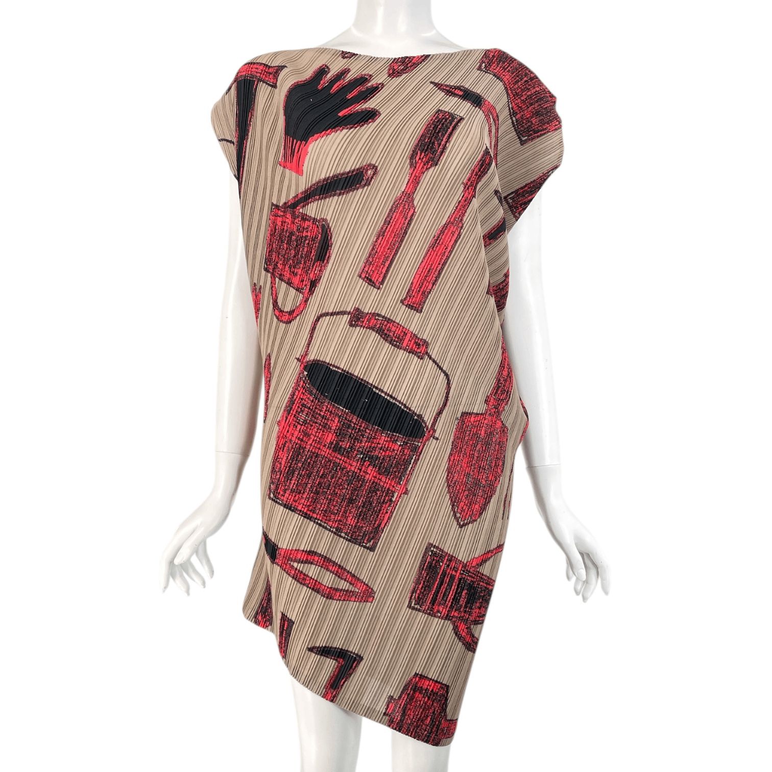 ISSEY MIYAKE イッセイミヤケ PLEATS PLEASE プリーツプリーズ ワンピース 園芸用具柄 サイズ3 PP43-FT324 マルチ