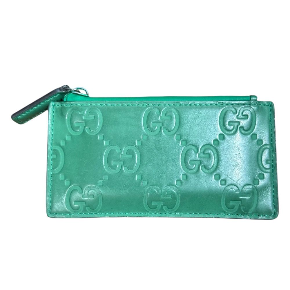 GUCCI グッチ GG柄 レザー フラグメントケース カードケース 小銭入れ グリーン メンズ レディース 古着