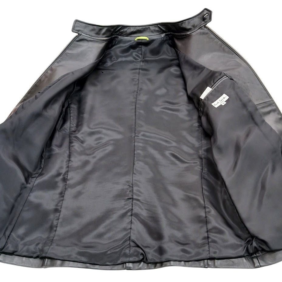 90s ポールスミス シングル ライダース レザージャケット 牛革 ブラック L Paul Smith ポールスミス シングルライダース レザージャケット