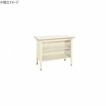 サカエ 一人用作業台 高さ調整タイプ 900×600×800mm ホワイト 中棚付 TCP-096TIV