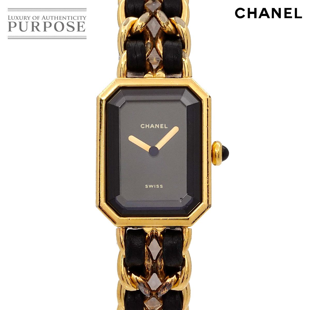 シャネル CHANEL プルミエール Mサイズ H0001 ヴィンテージ レディース 腕時計 ブラック ゴールド ウォッチ Premiere 90278988