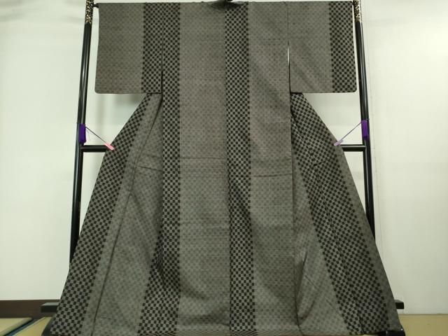 平和屋着物□極上 本場大島紬 ロング丈 9マルキ 市松 間道 逸品  