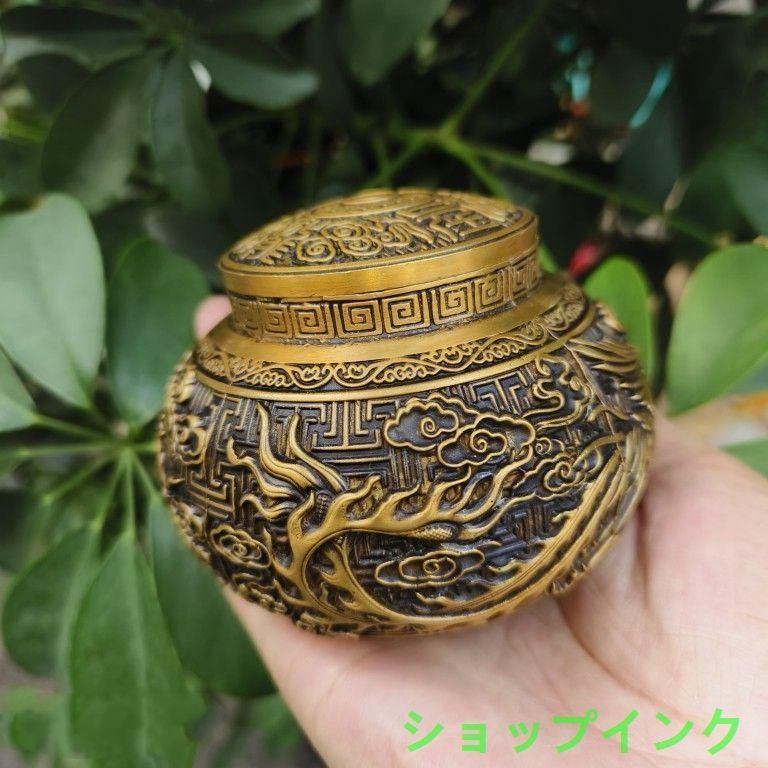 銅 細工 龍鳳 荼葉壺 装飾品 工芸品 美術品 置物 - メルカリ