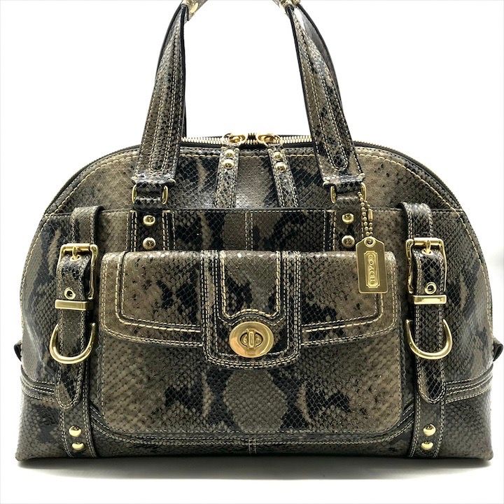 美品 COACH コーチ ミランダプリンテッド パイソン ハンドバッグ 良品 COACH コーチ ミランダプリンテッド パイソン サッチェル ハンド
