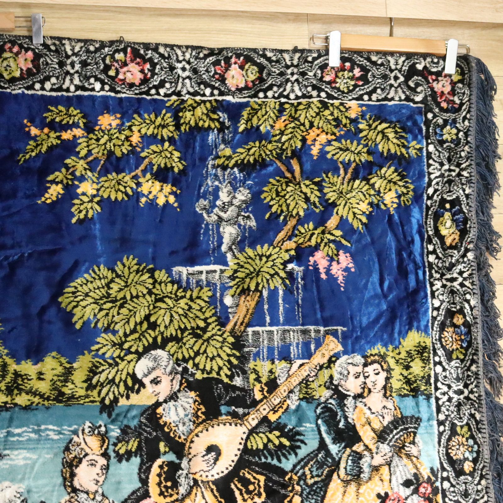 vintageラグ、ブランケット マルチカバー、聖書、主の祈り、花